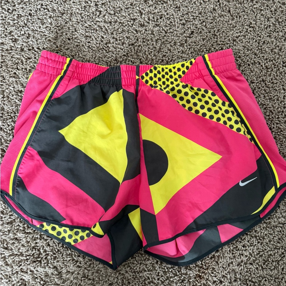 Nike Women's Pink and Yellow running Shorts